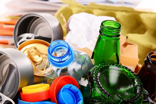 Modern construction site implementing sustainable waste practices